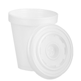 Bicchiere Termico EPS 6Oz/180ml Bianco + Coperchio 
