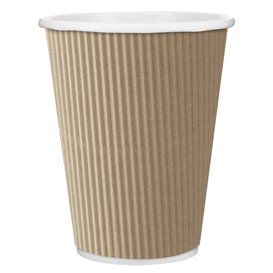 Bicchiere Carta 12 Oz/360ml "Parete Doppia" Marrone Ø8,7cm 