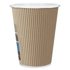 Bicchiere Carta 12 Oz/360ml "Parete Tripla" Marrone Ø8,7cm (25 Pezzi)