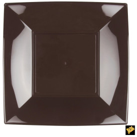 Piatto Plastica Piano Marrone Nice PP 290mm (144 Pezzi)