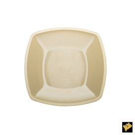 Piatto Plastica Piano Crema Square PP 230mm (25 Pezzi)