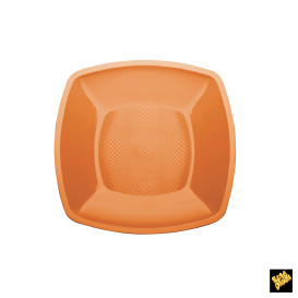 Piatto Plastica Piano Arancione Square PP 230mm (300 Pezzi)
