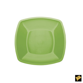 Piatto Plastica Piano Verde Acido Square PP 180mm (300 Pezzi)