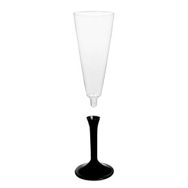 Calice Plastica Flute Gambo Nero 160ml 2P (200 Pezzi)