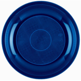 Piatto Plastica Piano Blu Round PP Ø220mm (50 Pezzi)