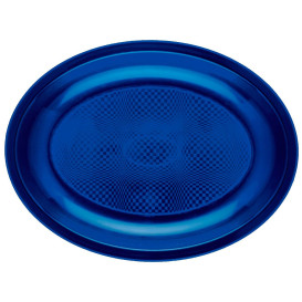 Vassoio Plastica Ovale Blu Round PP 255x190mm (50 Pezzi)