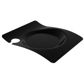 Piatto di Plastica "Forma" Catering Nero 22x18 cm (12 Pezzi)