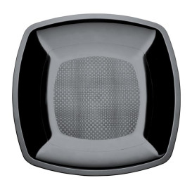Piatto Plastica Piano Nero Square PS 230mm (25 Pezzi)