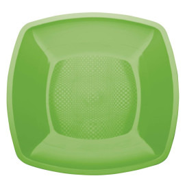 Piatto Plastica Piano Verde Acido Square PP 180mm (300 Pezzi)