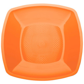 Piatto Plastica Piano Arancione Square PP 180mm (300 Pezzi)