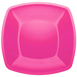 Piatto Plastica Piano Fucsia Square PS 300mm (144 Pezzi)