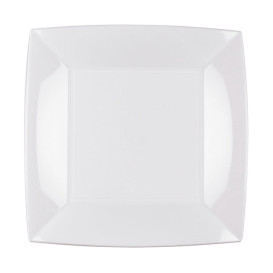 Piatto Plastica Piano Bianco Nice PP 230mm (25 Pezzi)