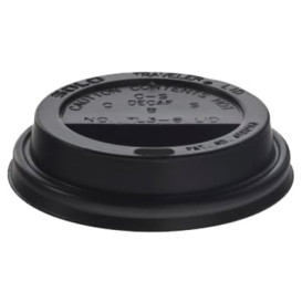 Coperchio Nero con Foro per Bicchiere di Carta 12,16 e 20 Oz Ø8,9cm (1000 Pezzi)