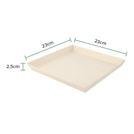 Piatto di Legno Quadrato 23x23x2,5cm 1250ml (100 Pezzi)