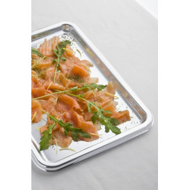 Vassoio Plastica Rettangolare Argento 35X24 cm (5 Pezzi)