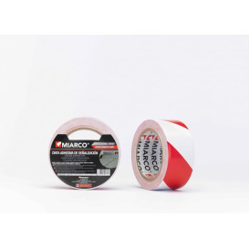 Nastro Adesivo di Segnalazione 5cmx33m Bianco/Rosso (12 Pezzi) 
