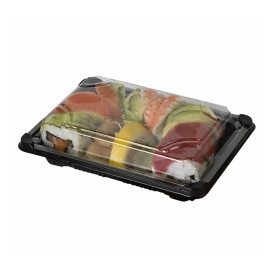 Imballaggi e Coperchio Sushi PLA Nero 13,0x18,0 cm (600 Pezzi)