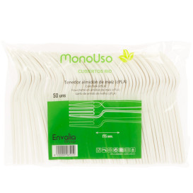 Forchetta in Amido di Mais CPLA Bianco 17,5 cm (1500 Pezzi)