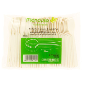 Cucchiaini in Amido di Mais CPLA Bianco 12,5 cm (1500 Pezzi)