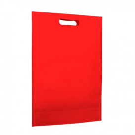Sacchetto TNT Manico Fustellato Rosso 30+10x40cm (25 Pezzi)