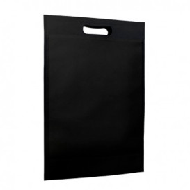 Sacchetto TNT Manico Fustellato Nero 30+10x40cm (25 Pezzi)
