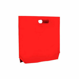 Sacchetto TNT Manico Fustellato Rosso 34+8x26cm (25 Pezzi)