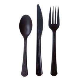 Cucchiaio Compostabile CPLA Premium Nero 15,5 cm (25 Pezzi)