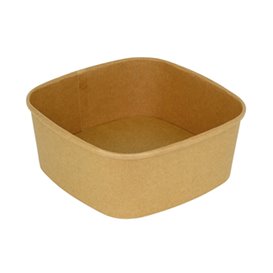 Contenitori Quadrato di Cartone Kraft 1000ml 17x17x6,5cm (300 Pezzi)