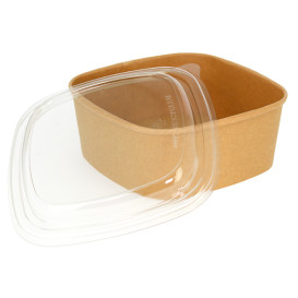 Contenitori Quadrato di Cartone Kraft 1000ml 17x17x6,5cm (300 Pezzi)