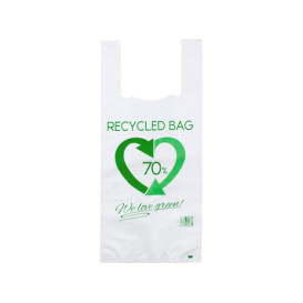 Sacchetto di Plastica Canottiera 70% Riciclato 35x50cm 50µm (100 Pezzi)