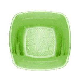Piatto Plastica Fondo Verde Acido Square PP 180mm (300 Pezzi)