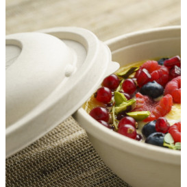 Ciotola di Canna da Zucchero "Buddha" e Coperchio 750ml Ø17x17cm (15 Pezzi)