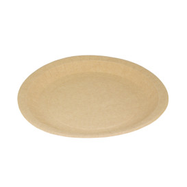 Piatto di Carta Tondo Anti-grasso Kraft Ø22cm 245g/m² (350 Pezzi)
