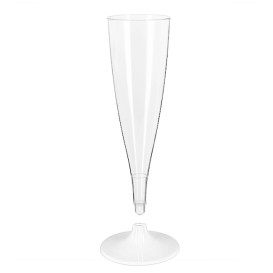 Flute Plastica PS Riutilizzabile Gambo Bianco 140ml 2P (48 Pezzi)