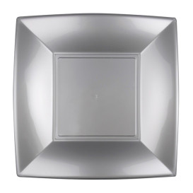 Piatto Plastica Piano Grigio Nice PP 230mm (25 Pezzi)