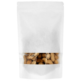 Sacchetto DoyPack di Carta con chiusura e finestra Bianco 16+8x26cm (50 Pezzi)