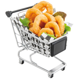 Mini Carrello da Spesa per presentazoine Acciaio 130x135mm (6 Pezzi)
