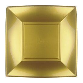 Piatto Plastica Piano Oro Nice PP 180mm (12 Pezzi)