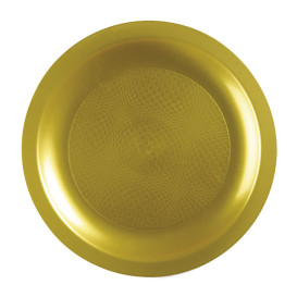 Piatto Plastica Piano Oro Round PP Ø185mm (600 Pezzi)