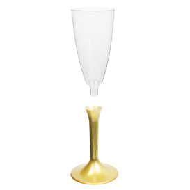 Calice Plastica Flute Gambo Oro 120ml 2P (20 Pezzi)