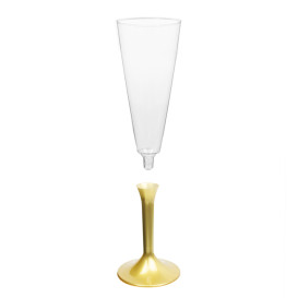 Calice Plastica Flute Gambo Oro 160ml 2P (20 Pezzi)