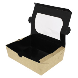 Scatola di Carta Kraft con Finestra 18x12,7x5,5cm 1000ml (25 Pezzi)