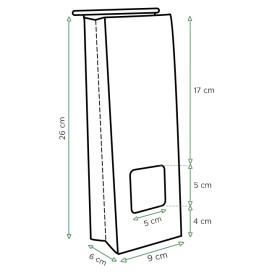 Sacchetto di Carta con chiusura e finestra 9+6x26cm (50 Pezzi)