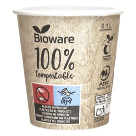 Bicchiere di Carta Eco PLA BioWare 4Oz/120ml Ø6,2cm (80 Pezzi)