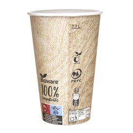 Bicchiere di Carta Eco PLA BioWare 12Oz/384ml Ø8,0cm (1100 Pezzi)