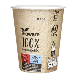 Bicchiere di Carta Vending Eco PLA BioWare 6Oz/192ml Ø7,0cm (100 Pezzi)