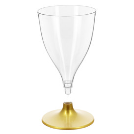Tazza di PS riutilizzabile acqua/vino Oro piede 200ml 2P (48 Pezzi)