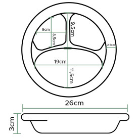 Piatto Termici EPS "Quiet Classic" 3 Sco. Laminat Nero Ø260mm (125 Pezzi)