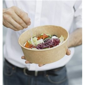 Contenitori di Carta Kraft-Kraft + Coperchio RPET 25 Oz/750 ml (50 Pezzi)