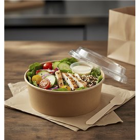 Contenitori di Carta Kraft-Kraft + Coperchio RPET 25 Oz/750 ml (300 Pezzi)